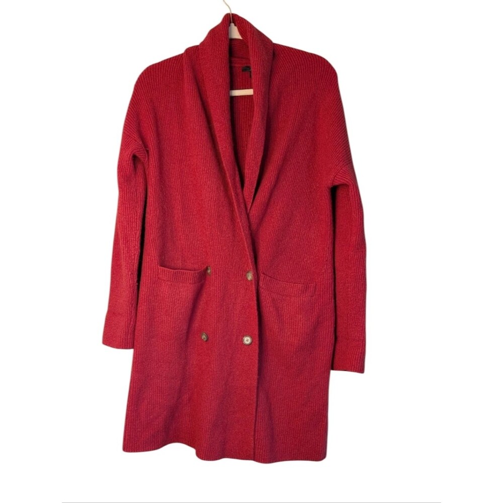 J.Crew Oversized Red Shawl Collar Cardigan Duster Alpaca Blend J6395 size XS
